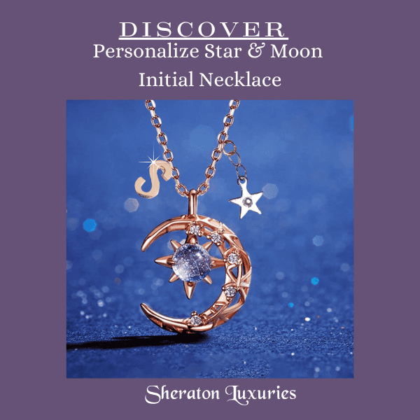 Star Necklace Personalised Moon Necklace Custom Crystal Moon Star