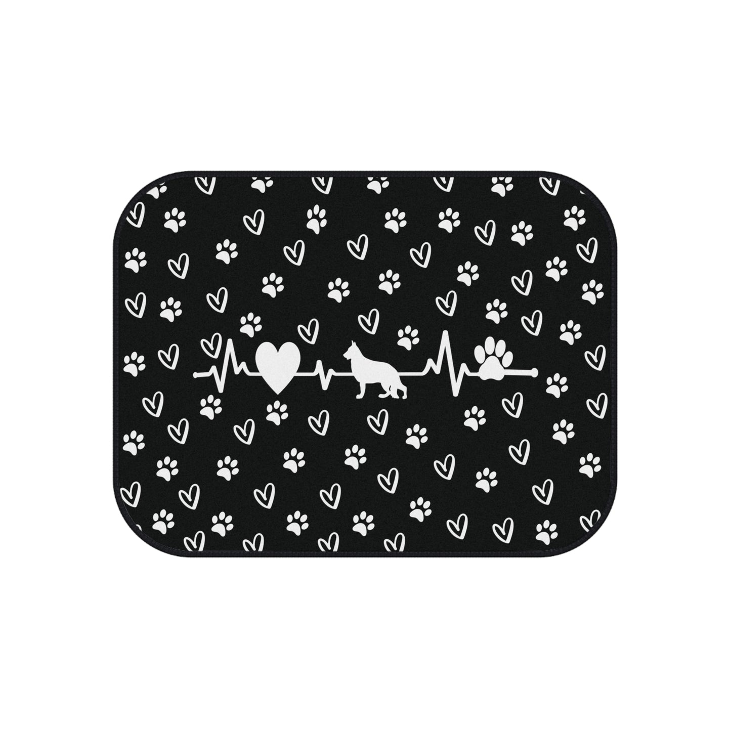 Custom Pet Car Mats - Personalized Breed, Heartbeat & Paw Print Design, Set of 4