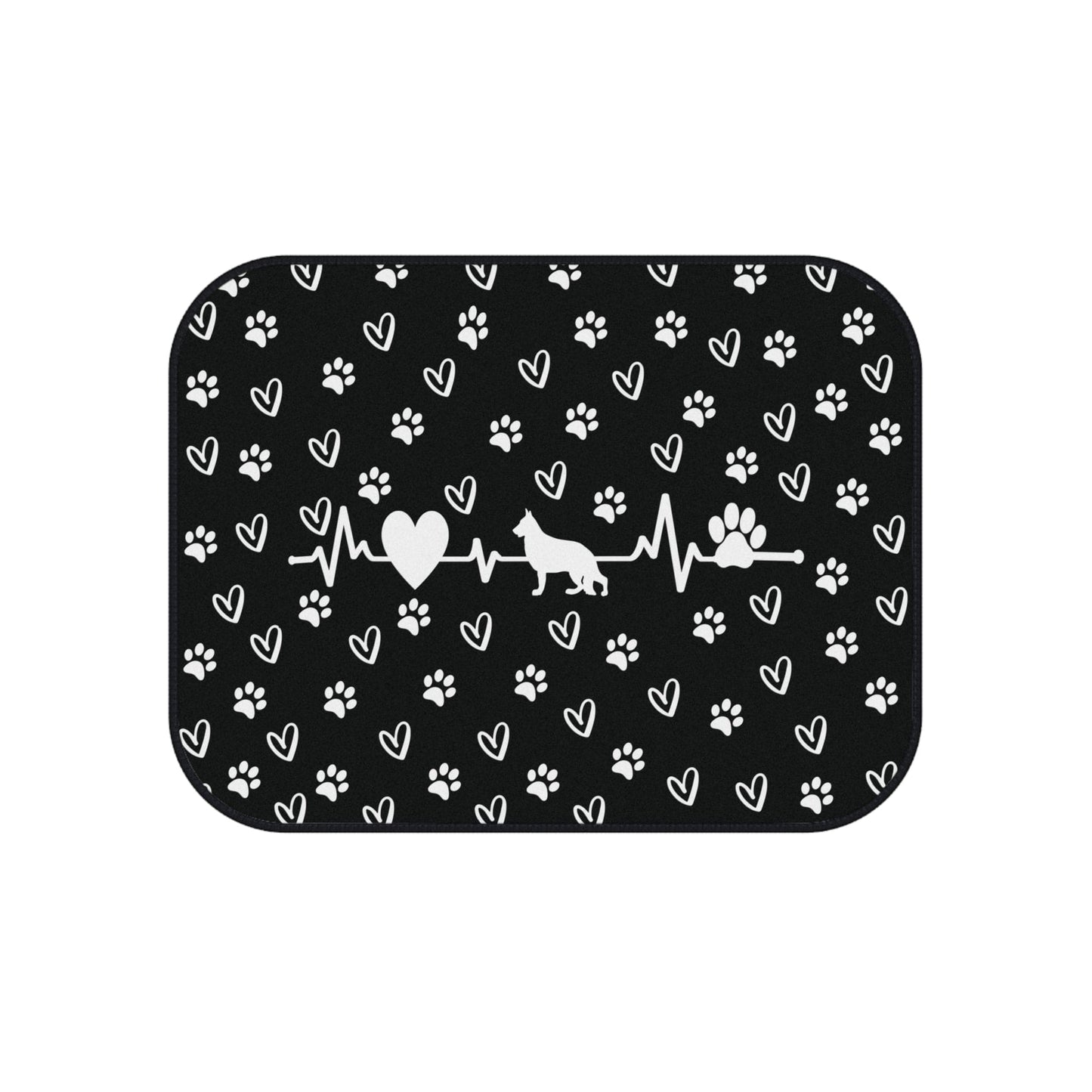 Custom Pet Car Mats - Personalized Breed, Heartbeat & Paw Print Design, Set of 4