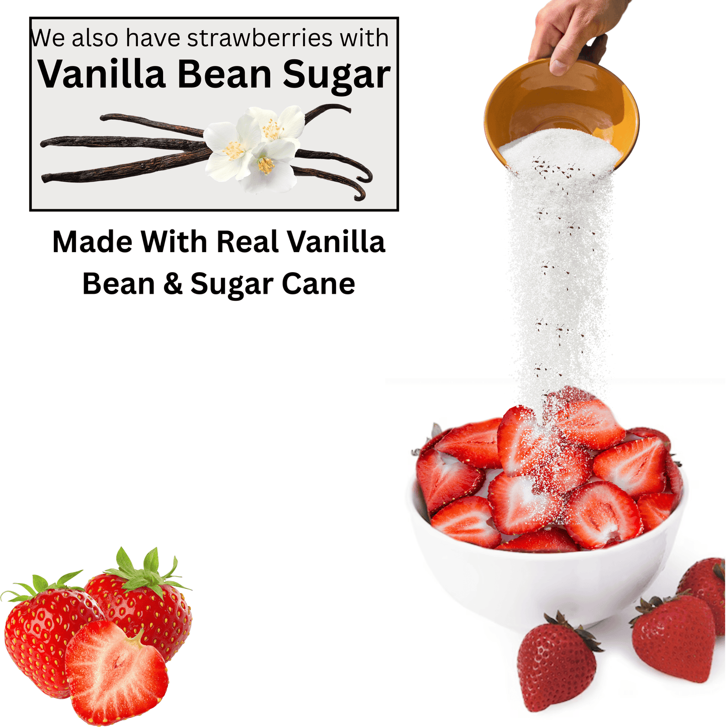 Organic Freeze-Dried Strawberries – Crunchy Snack & Dessert Topping with Optional Vanilla Sugar