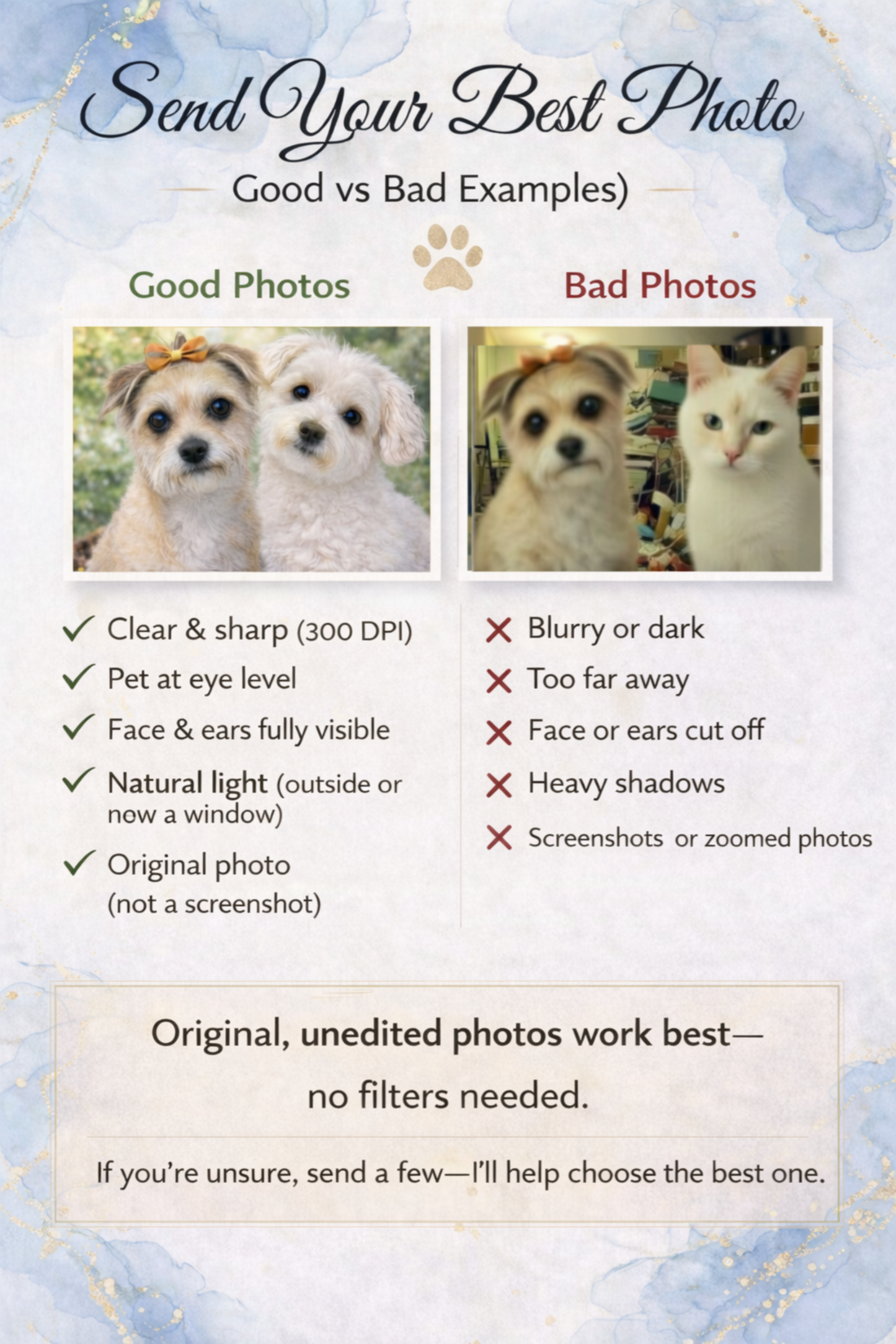 Custom Pet Portrait Canvas from Photo – Personalized Dog or Cat Portrait, Multi-Pet Option, Gallery Style Wall Art & Memorial Gift