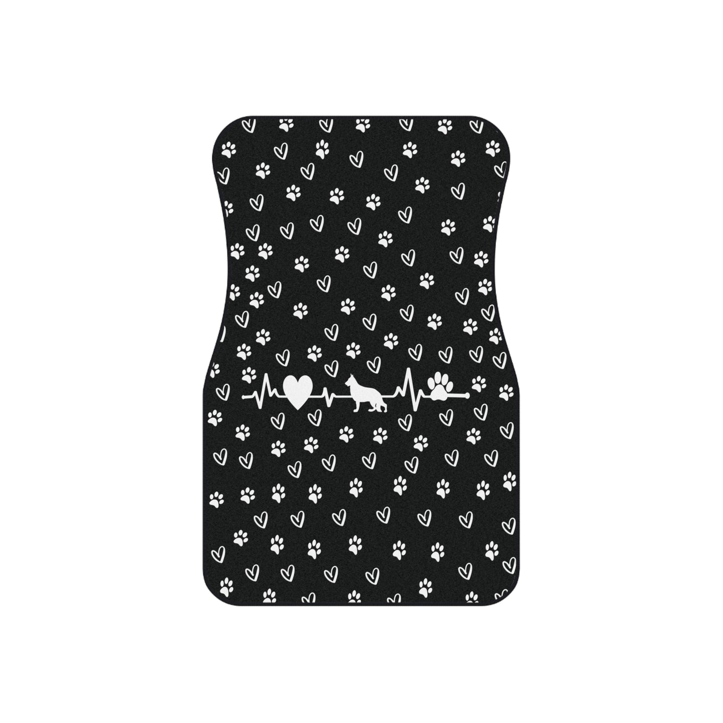 Custom Pet Car Mats - Personalized Breed, Heartbeat & Paw Print Design, Set of 4