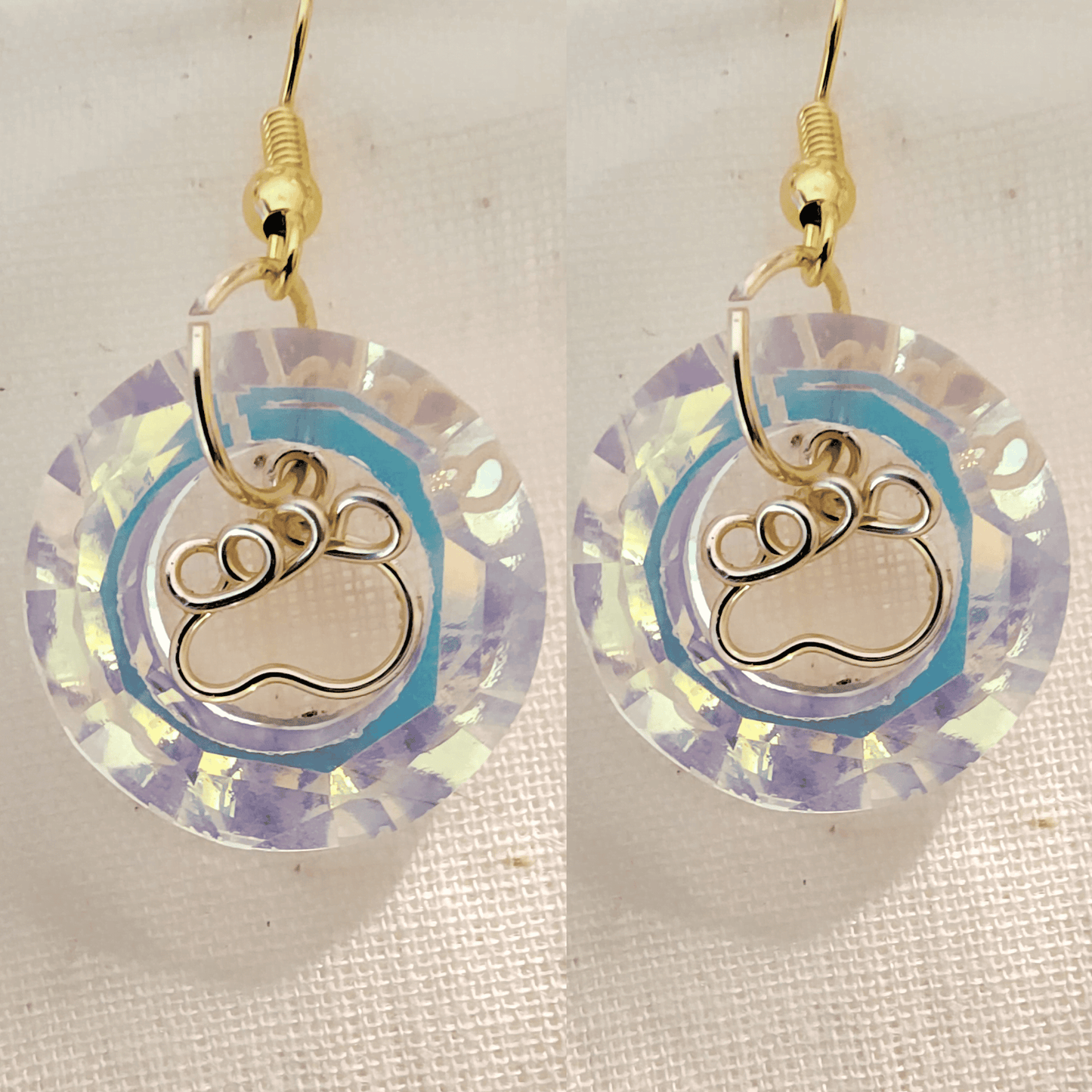 Whimsical Pet Lover Paw Print Earrings: Gold/Silver