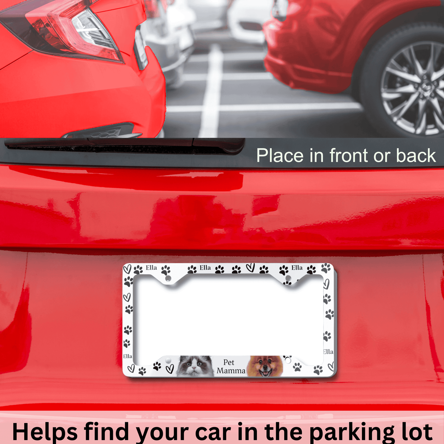 Pet License Plate Frame, Dog License Plate Frame Personalized Pet Car Tags, Car plate Cover Pet Photo Gifts, Dog Owner Gift