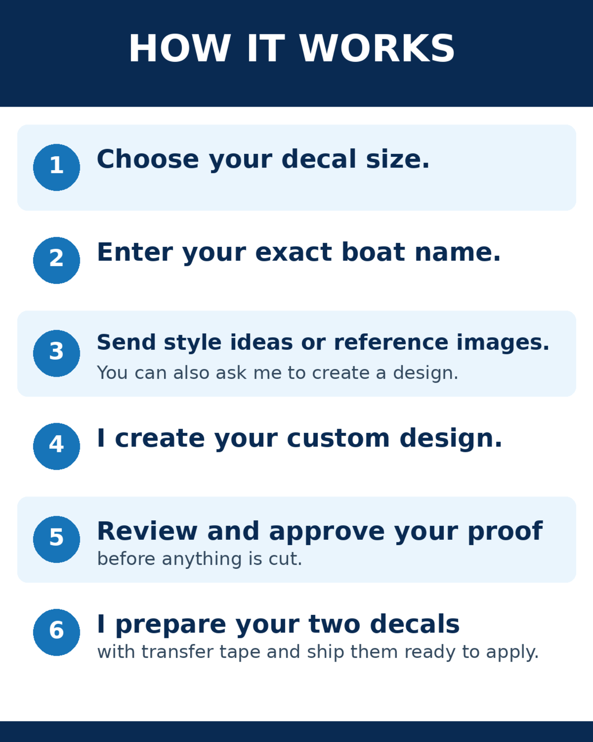 Custom Boat Name Vinyl Decal Pair | FREE Practice Heart