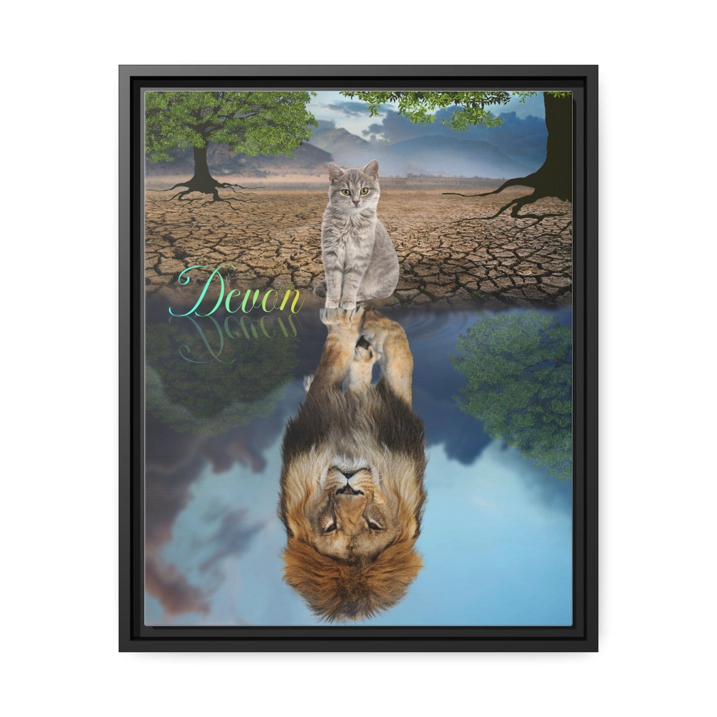 Custom Dog Art-Add Your Dog or Cat In Art On A Canvas With A Black Frame