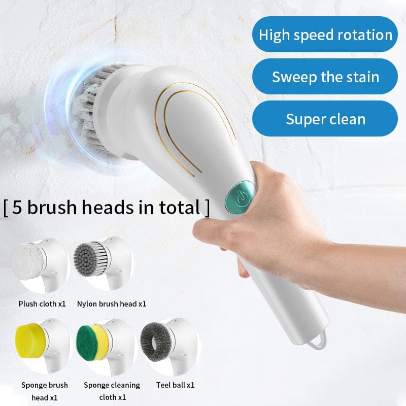 Electric Brush Cleaner-Dog Dish Bowl Cleaner-Cat water Fountaining Cleaner-Clean Faster & Easier-5 Heads-Many Uses