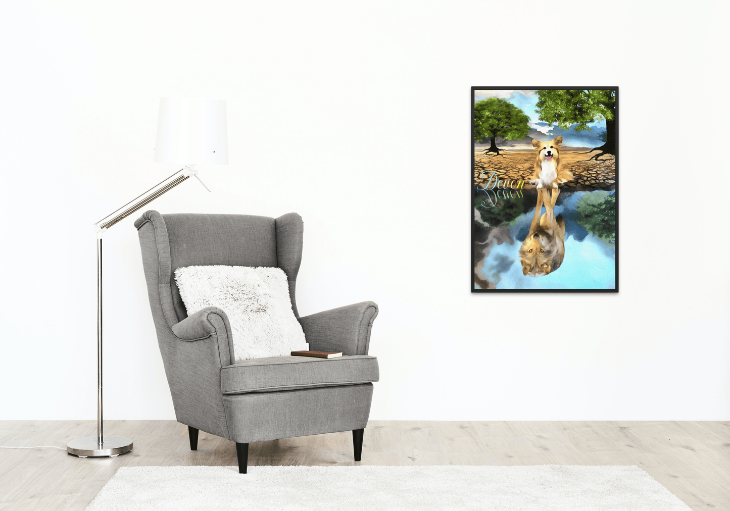 Custom Dog Art-Add Your Dog or Cat In Art On A Canvas With A Black Frame