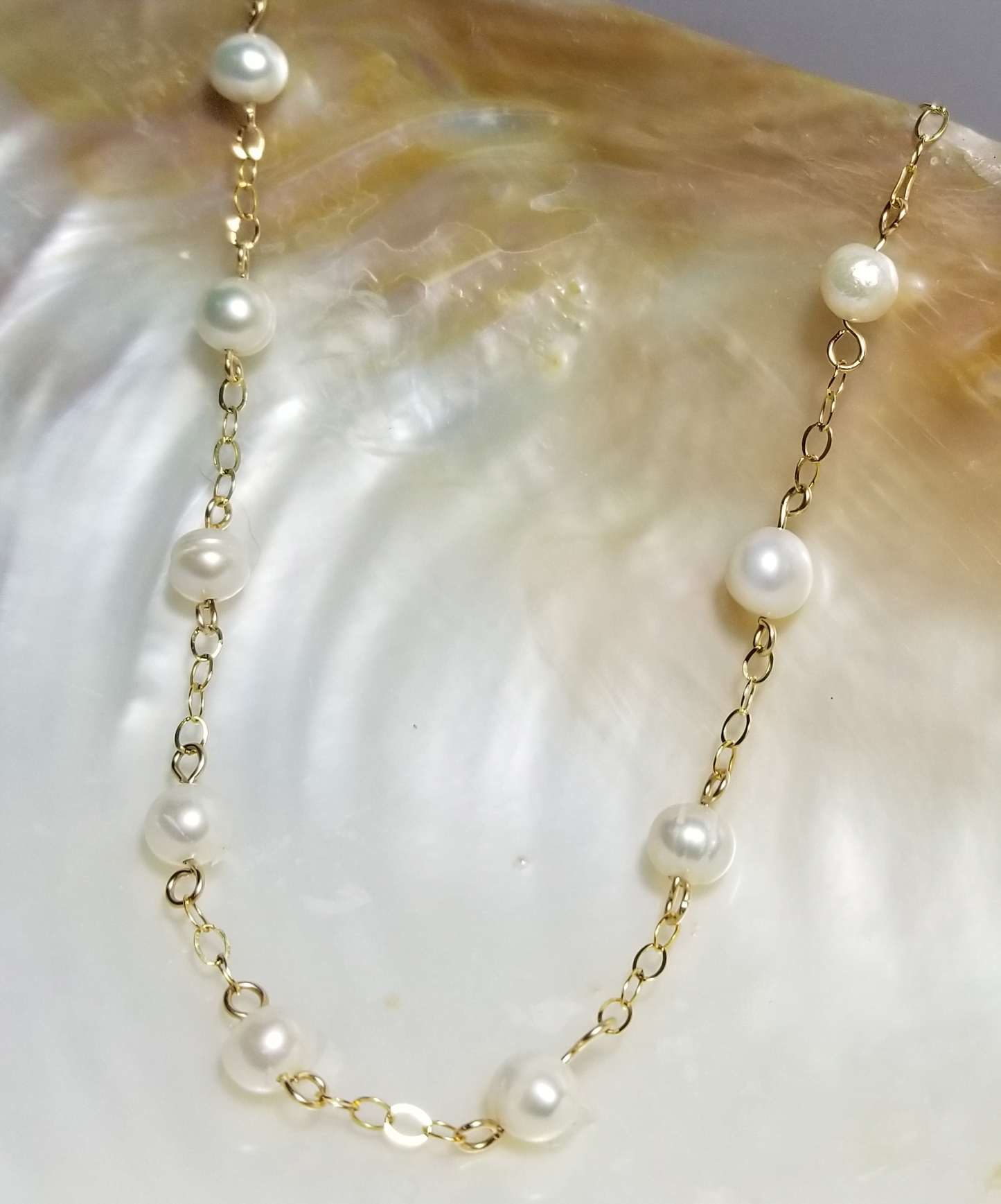 Real Freshwater Pearl Necklace Set for Women and Pet-14 KT Gold Filled