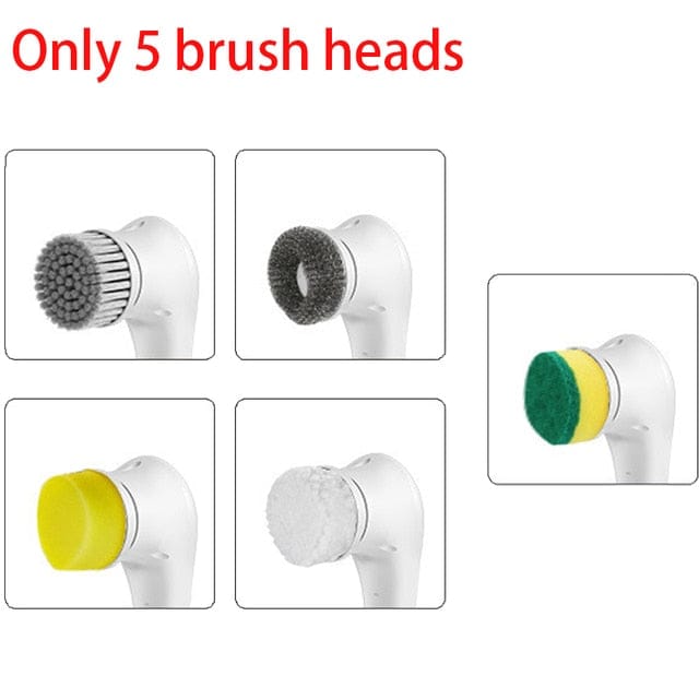 Electric Brush Cleaner-Dog Dish Bowl Cleaner-Cat water Fountaining Cleaner-Clean Faster & Easier-5 Heads-Many Uses
