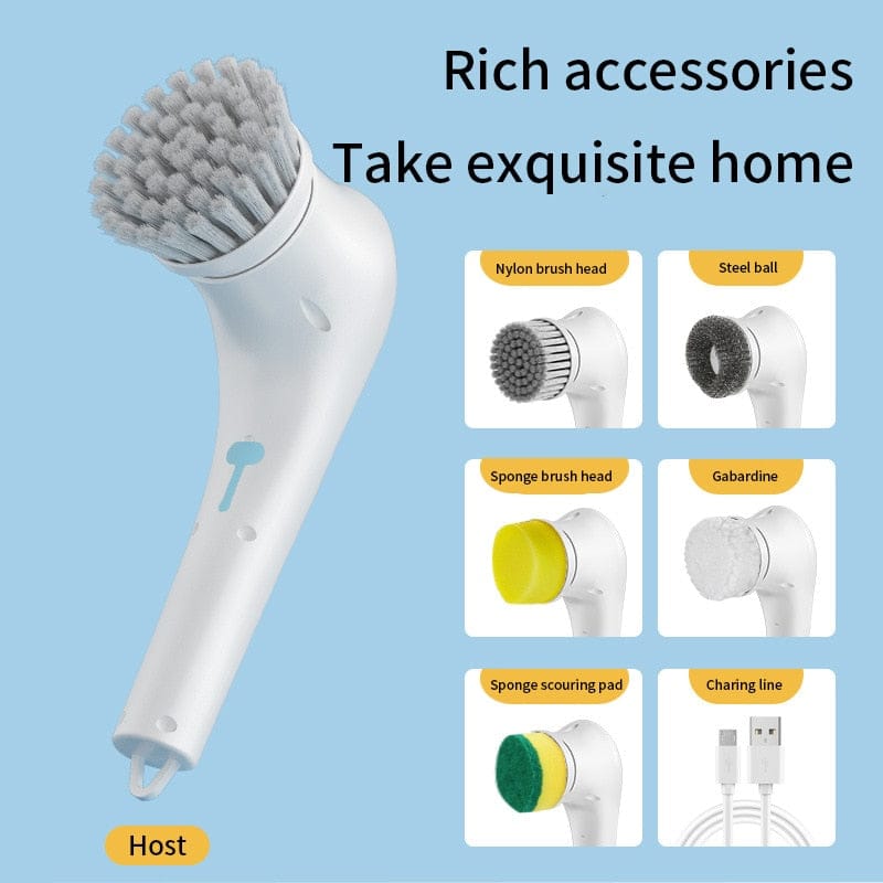 Electric Brush Cleaner-Dog Dish Bowl Cleaner-Cat water Fountaining Cleaner-Clean Faster & Easier-5 Heads-Many Uses
