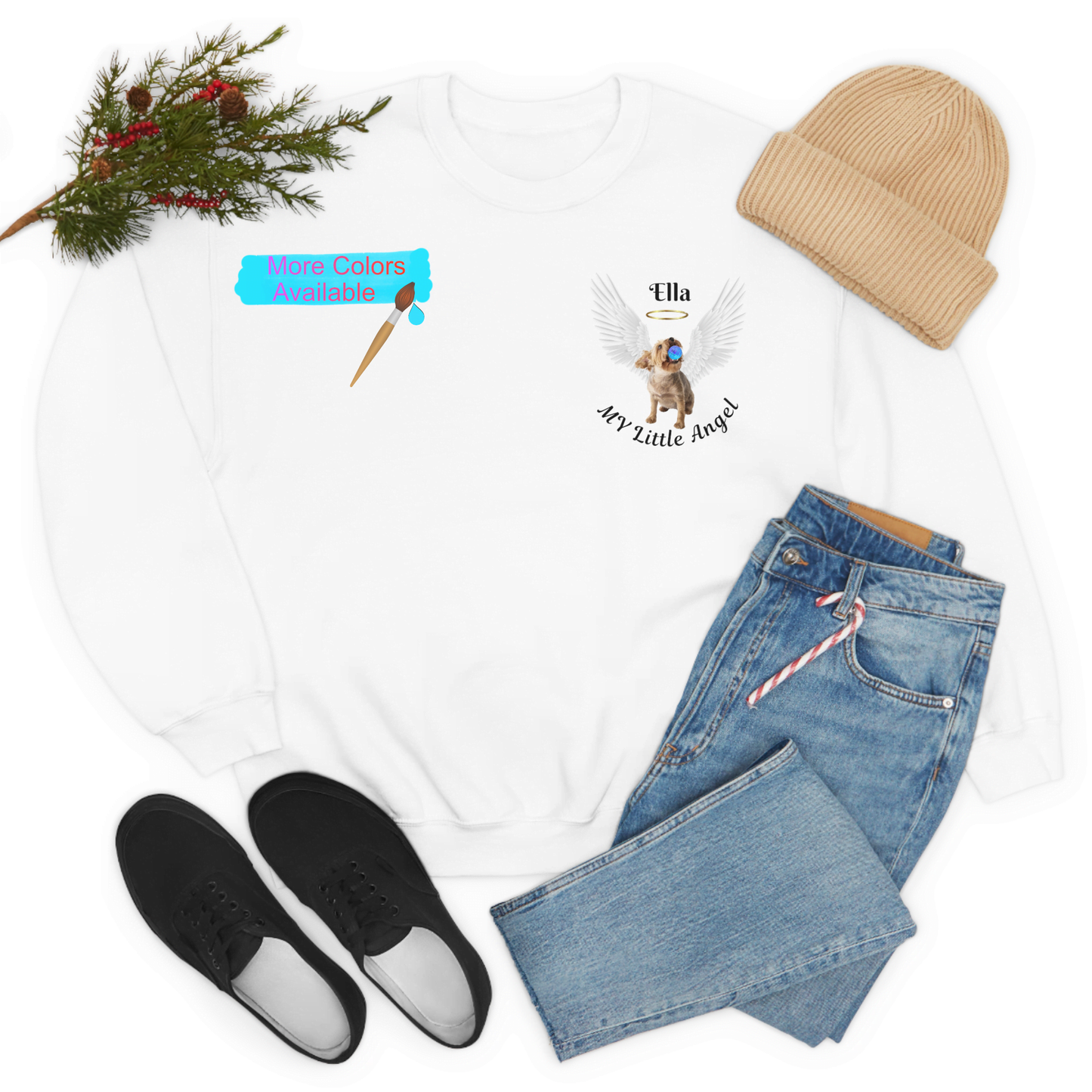 Custom Dog Mom Sweatshirt, Personalize Dog Angel Sweater, Gift For Dog Lovers, Dog Sweater For Dog People
