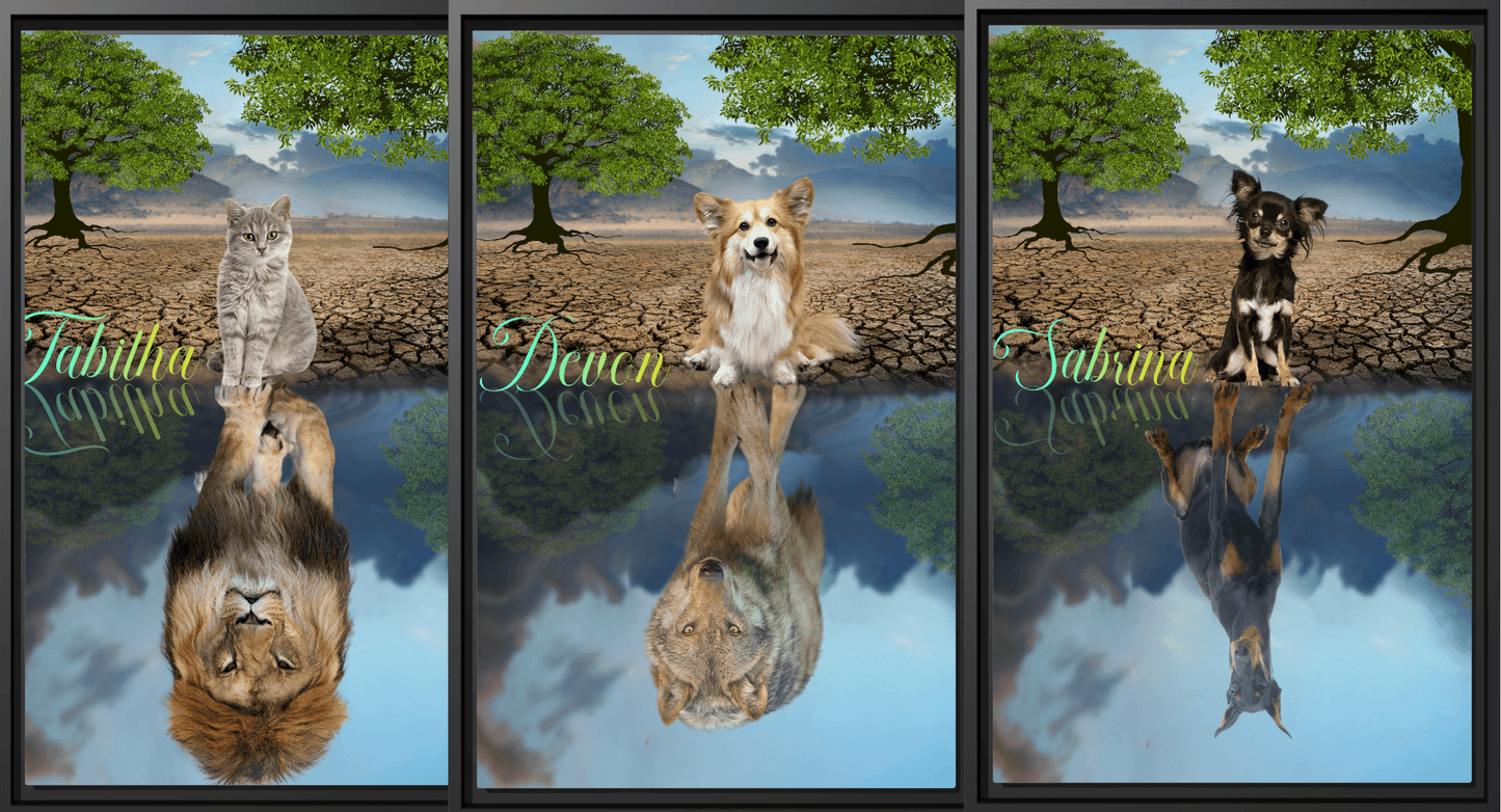 Custom Dog Art-Add Your Dog or Cat In Art On A Canvas With A Black  Frame