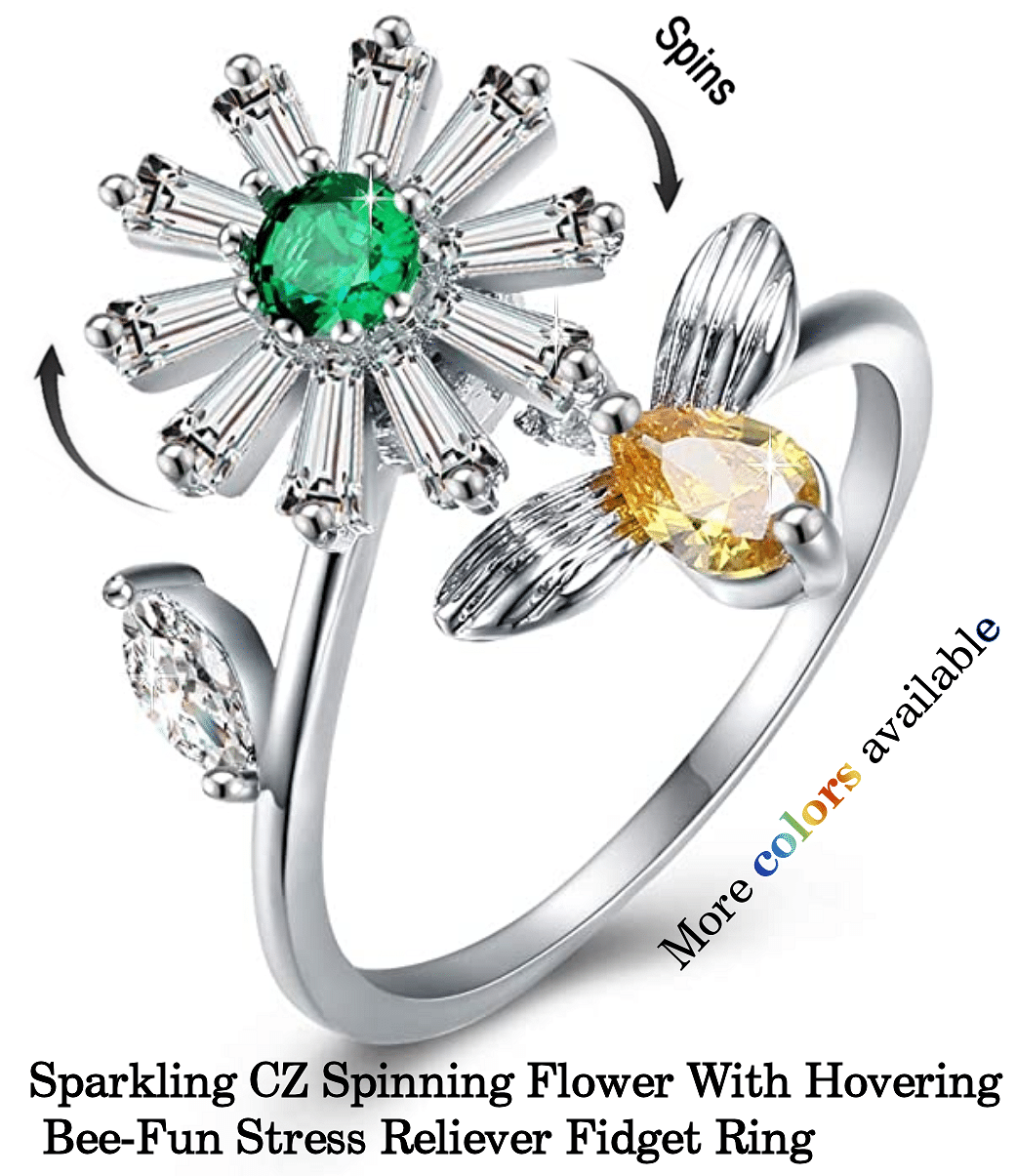 cz flower ring green