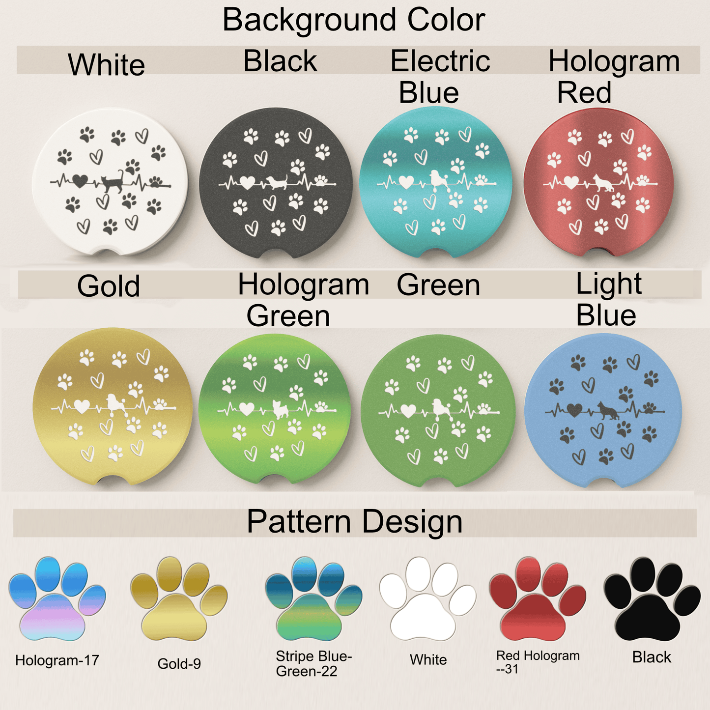 Custom Pet Car Coaster – Personalized Dog or Cat Breed Cup Holder Insert | Absorbent Stone Car Accessory for Pet Lovers