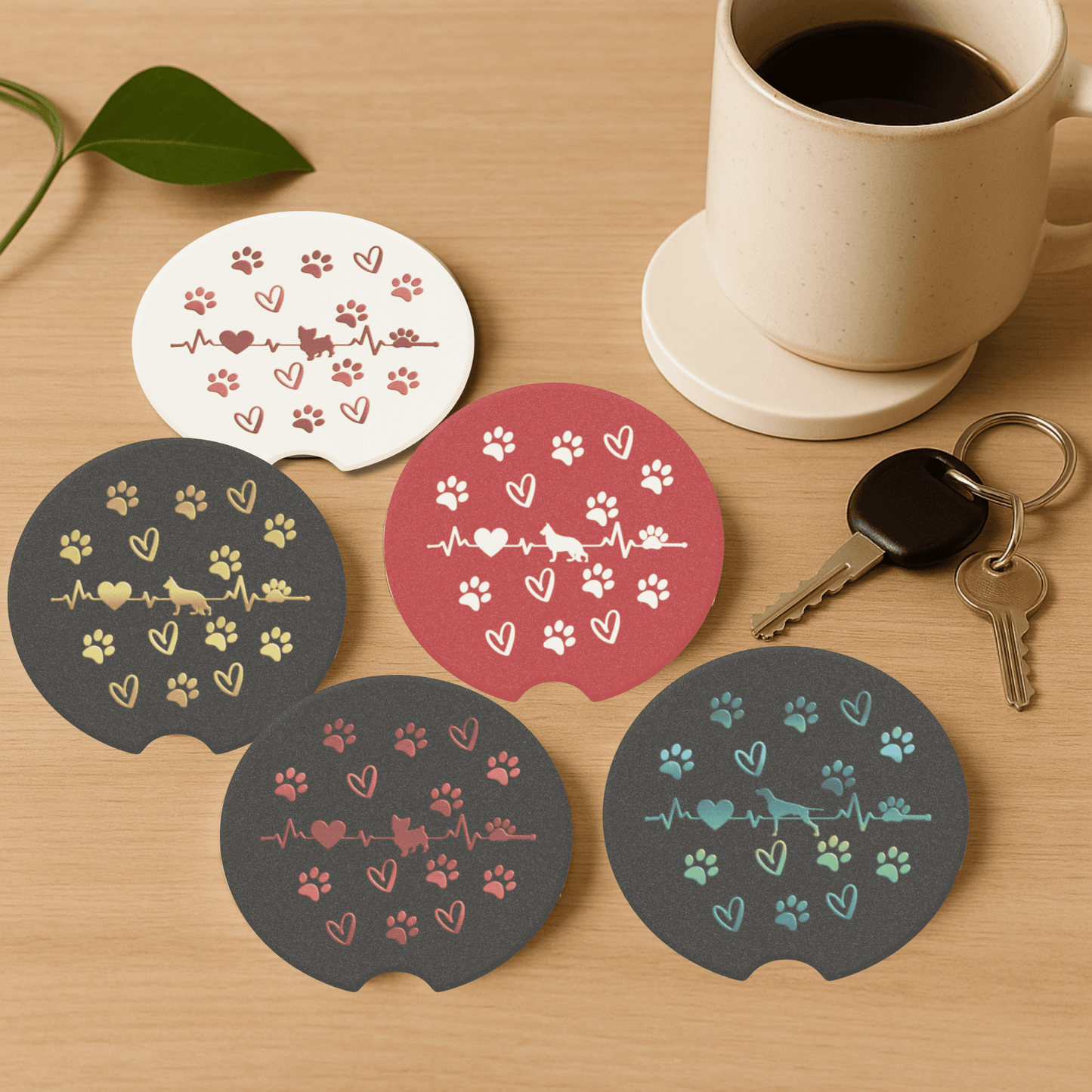 Custom Pet Car Coaster – Personalized Dog or Cat Breed Cup Holder Insert | Absorbent Stone Car Accessory for Pet Lovers