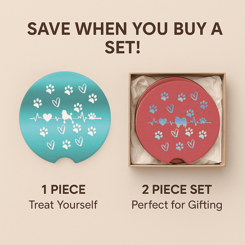 Custom Pet Car Coaster – Personalized Dog or Cat Breed Cup Holder Insert | Absorbent Stone Car Accessory for Pet Lovers