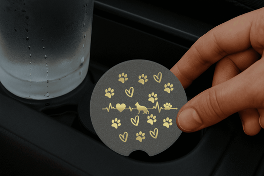 Custom Pet Car Coaster – Personalized Dog or Cat Breed Cup Holder Insert | Absorbent Stone Car Accessory for Pet Lovers