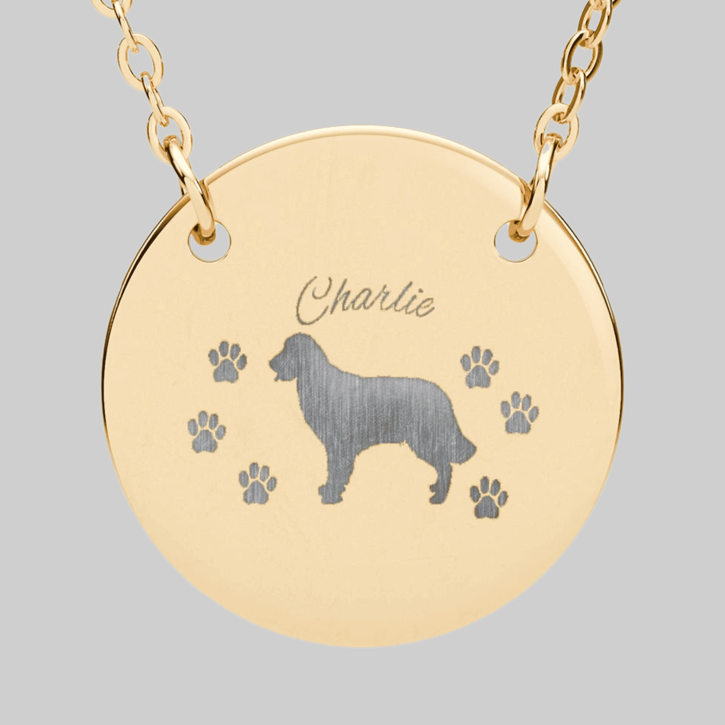 Custom Pet Silhouette Necklace (Dog & Cat) – Engraved Name, Phrase, or Date