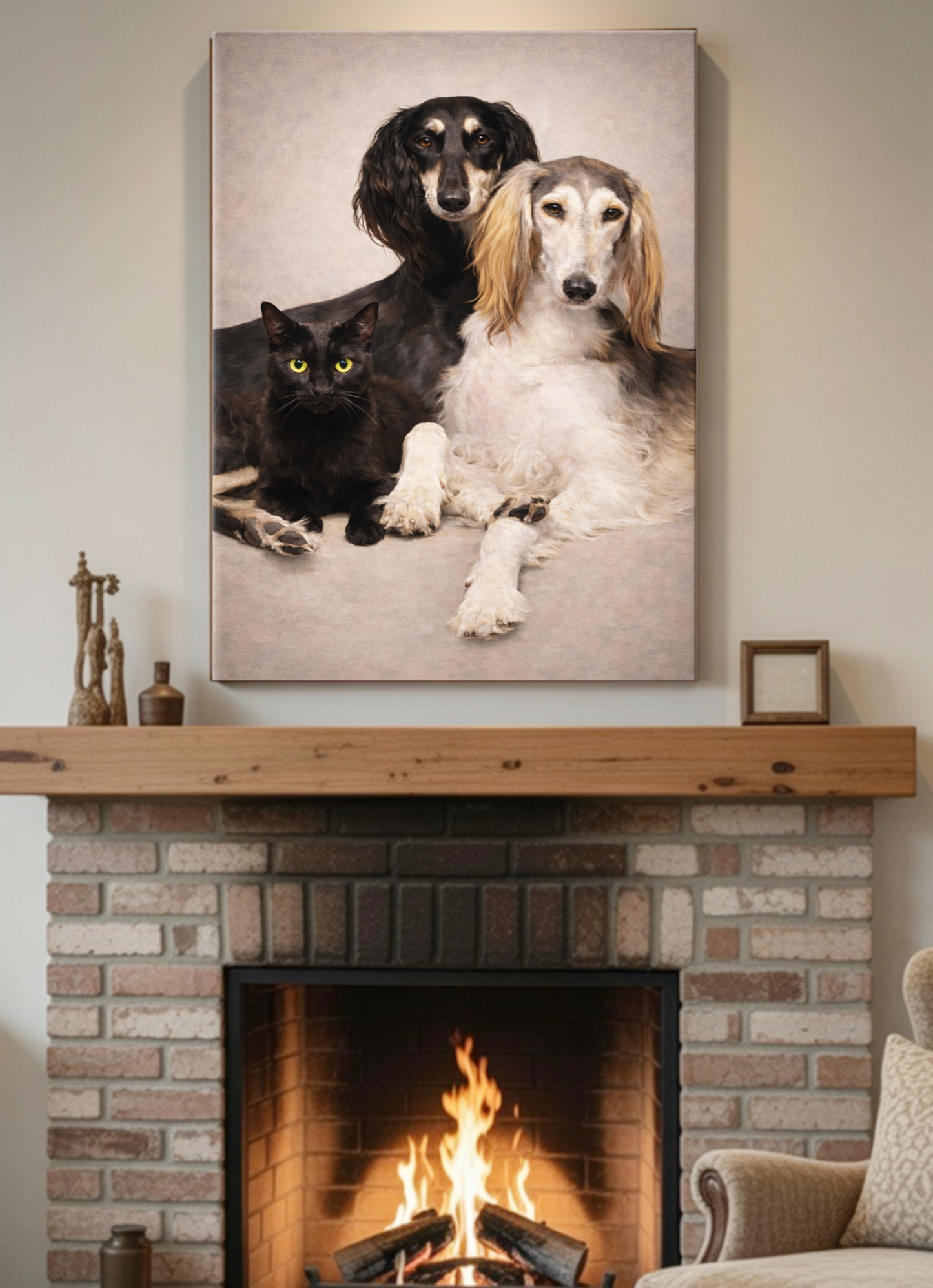 Custom Pet Portrait Canvas from Photo – Personalized Dog or Cat Portrait, Multi-Pet Option, Gallery Style Wall Art & Memorial Gift