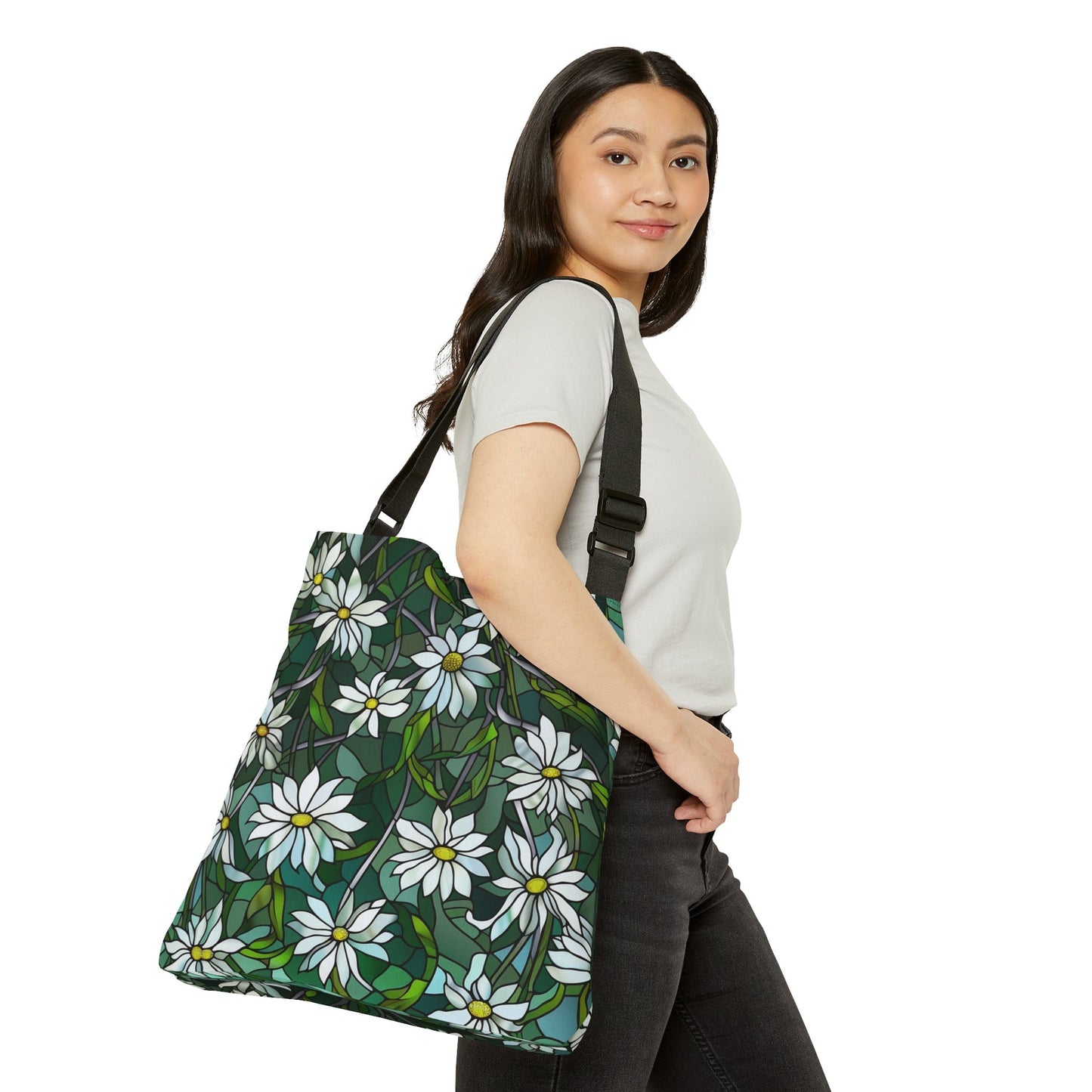 Cute Yorkie Floral Bag, Floral Shoulder Tote Bag, Gift For Yorkie Lovers, Pocket Inside