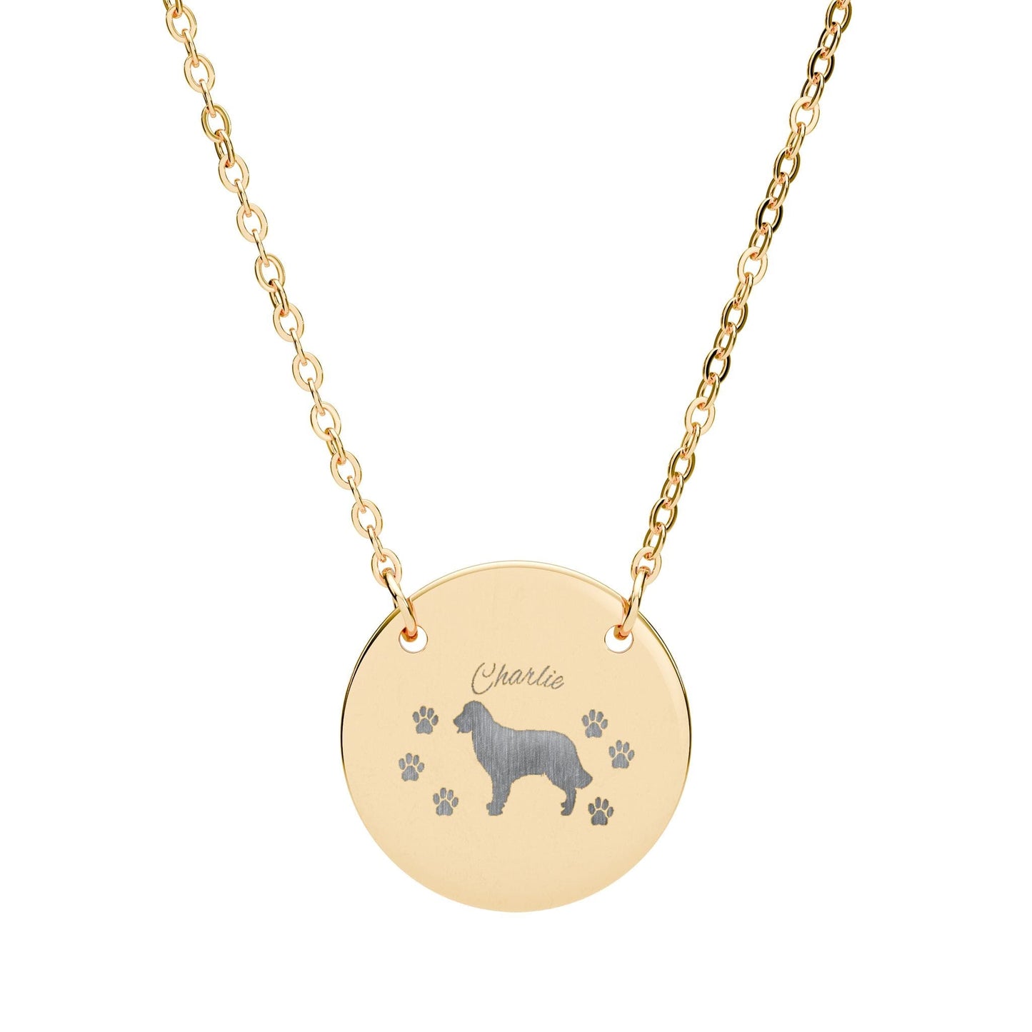 Custom Pet Silhouette Necklace (Dog & Cat) – Engraved Name, Phrase, or Date