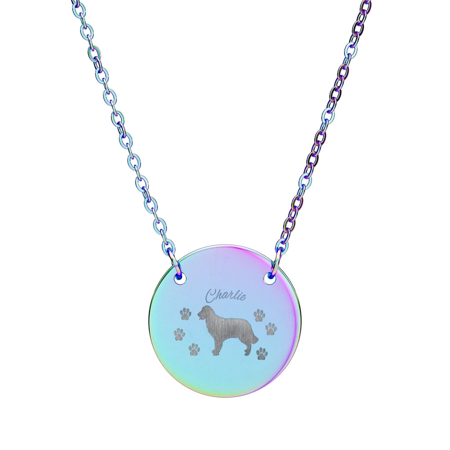 Custom Pet Silhouette Necklace (Dog & Cat) – Engraved Name, Phrase, or Date