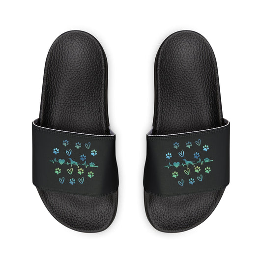 Custom Dog and Cat Breed Slides, Personalized Pet Lover Sandals, Paw Print Heartbeat Shoes, Gift for Women (Multiple Colors)