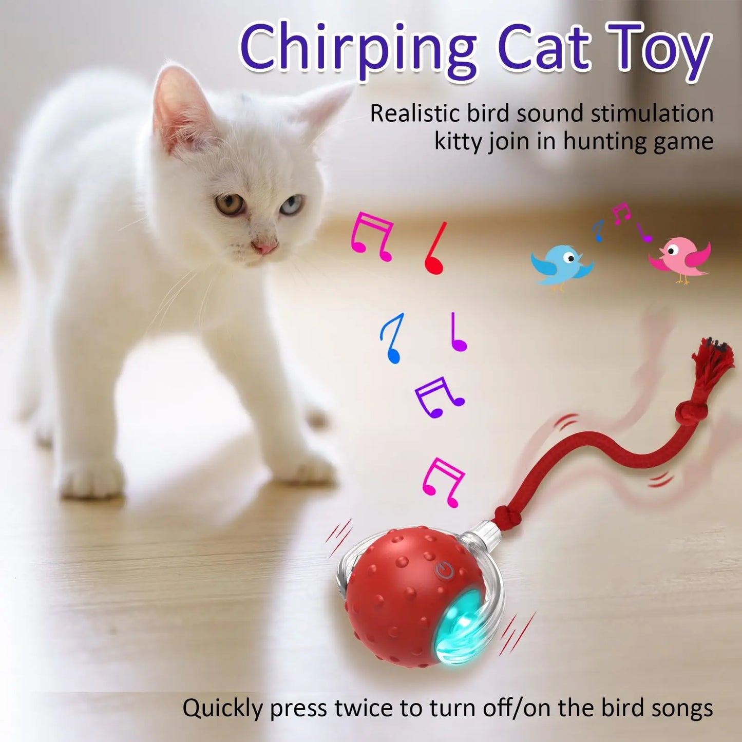 Light up Cat E-Ball Toy With Bird Sounds Engineered For Endless fun