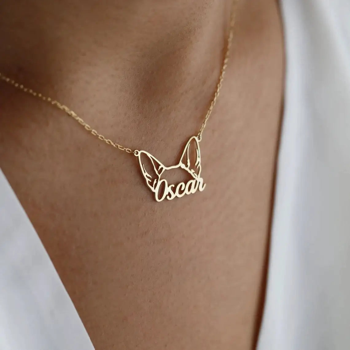 Personalized Gold Dog Name Necklace With Free Jewelry Gift Pouch