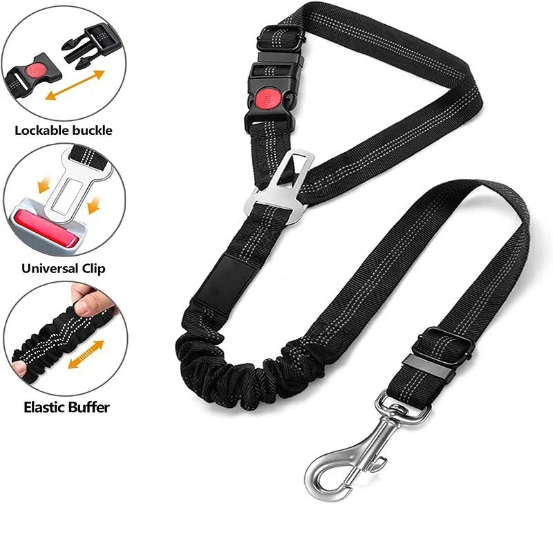 Dog Car Seat Belt & Walking Leash With Secure Lock: Secure Your Pet Quickly & Safely