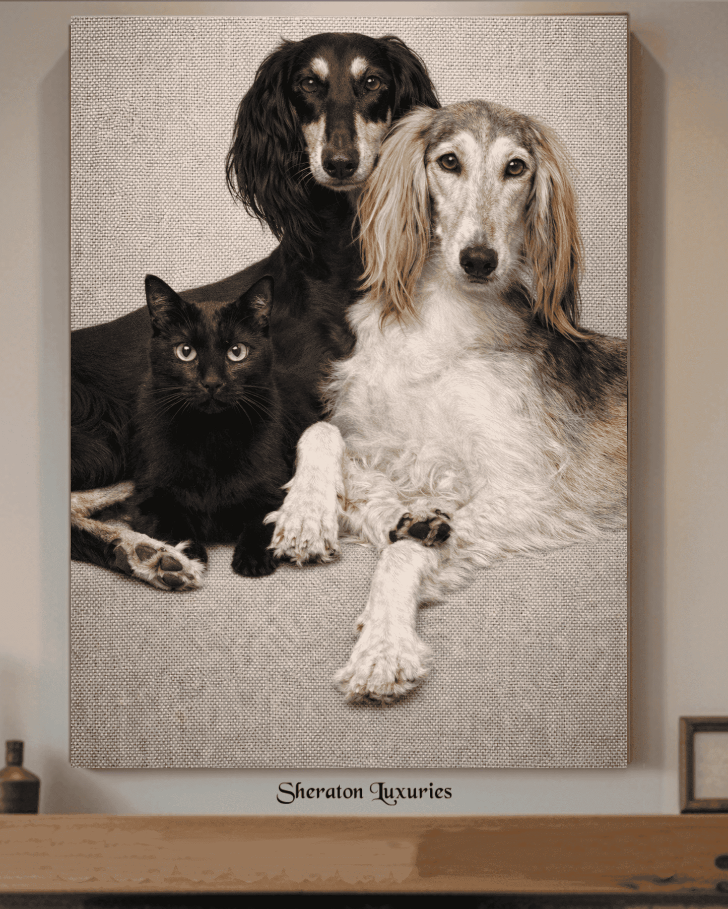 Custom Pet Portrait Canvas from Photo – Personalized Dog or Cat Portrait, Multi-Pet Option, Gallery Style Wall Art & Memorial Gift