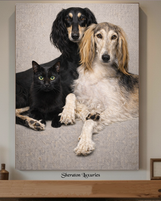 Custom Pet Portrait Canvas from Photo – Personalized Dog or Cat Portrait, Multi-Pet Option, Gallery Style Wall Art & Memorial Gift