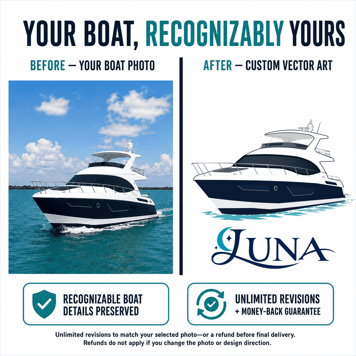 Custom Vector Boat Illustration & Name Design