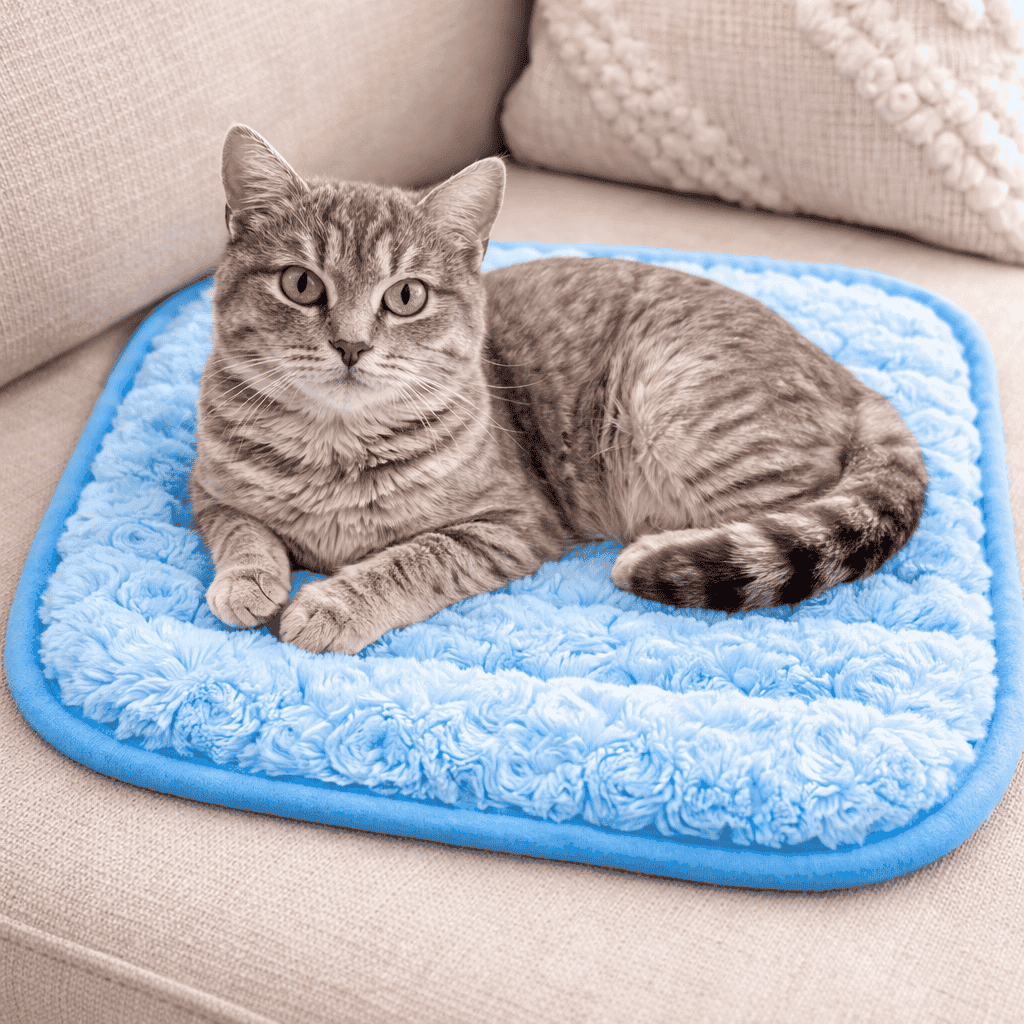 2 Cat Bed Mats Blue,Window Catio Window Bed Decor Cat Carrier Foam Mat  With Non-Slip Bottom-Shipping Included