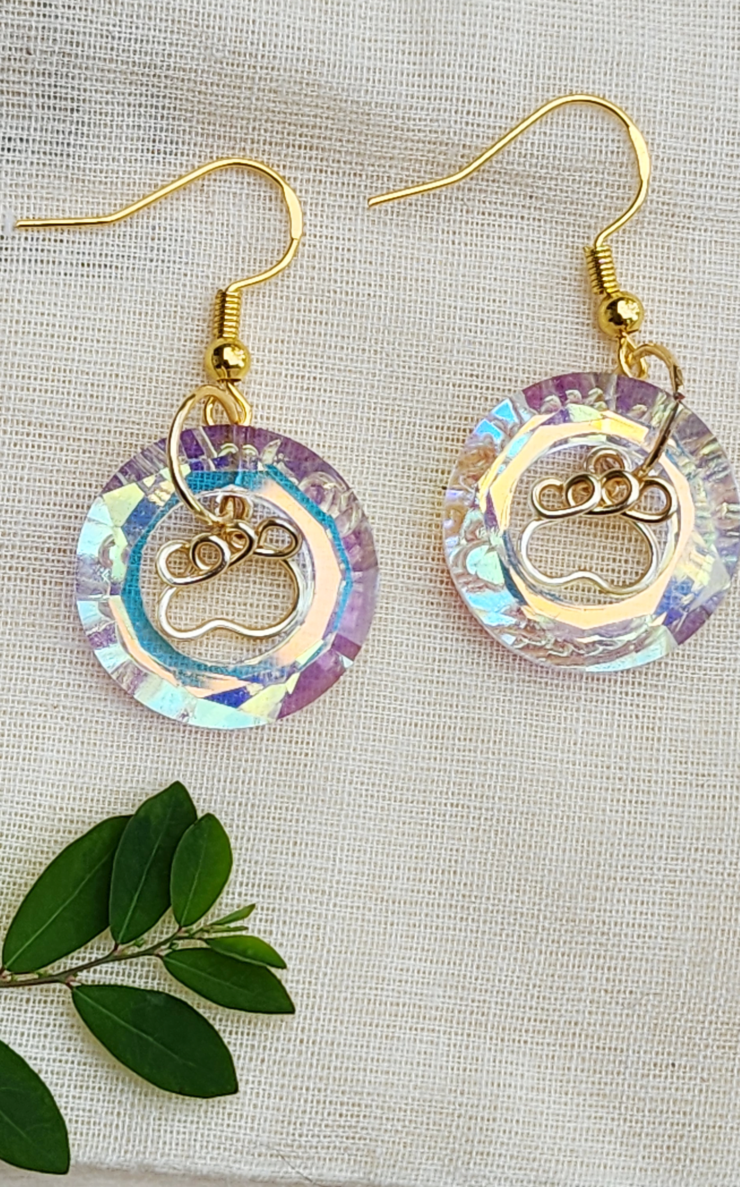 Whimsical Pet Lover Paw Print Earrings: Gold/Silver