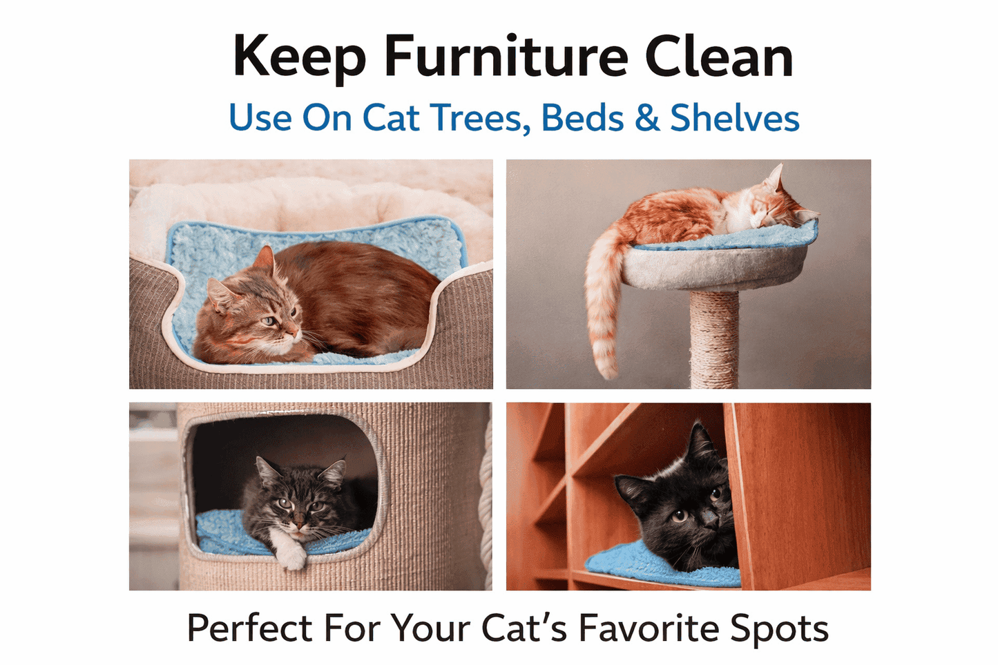 2 Cat Bed Mats Blue,Window Catio Window Bed Decor Cat Carrier Foam Mat  With Non-Slip Bottom-Shipping Included