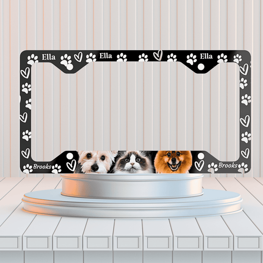 Custom Pet License Plate Frame, Cute Car Plate Cover Front Or Back-No Rust