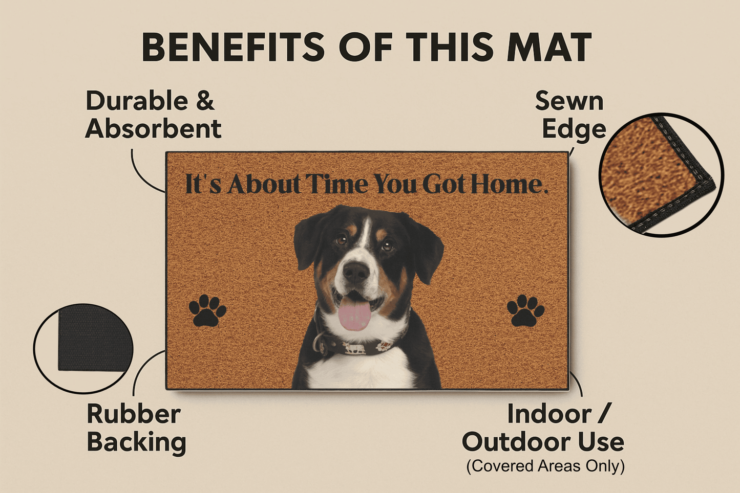 Custom Pet Doormat with Photo, Personalized Dog & Cat Welcome Mat, Funny Front Door Rug, Non-Slip Indoor Outdoor Mat, Gift for Pet Lovers
