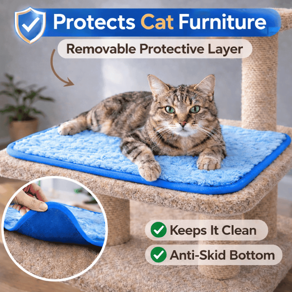 2 Cat Bed Mats Blue,Window Catio Window Bed Decor Cat Carrier Foam Mat  With Non-Slip Bottom-Shipping Included