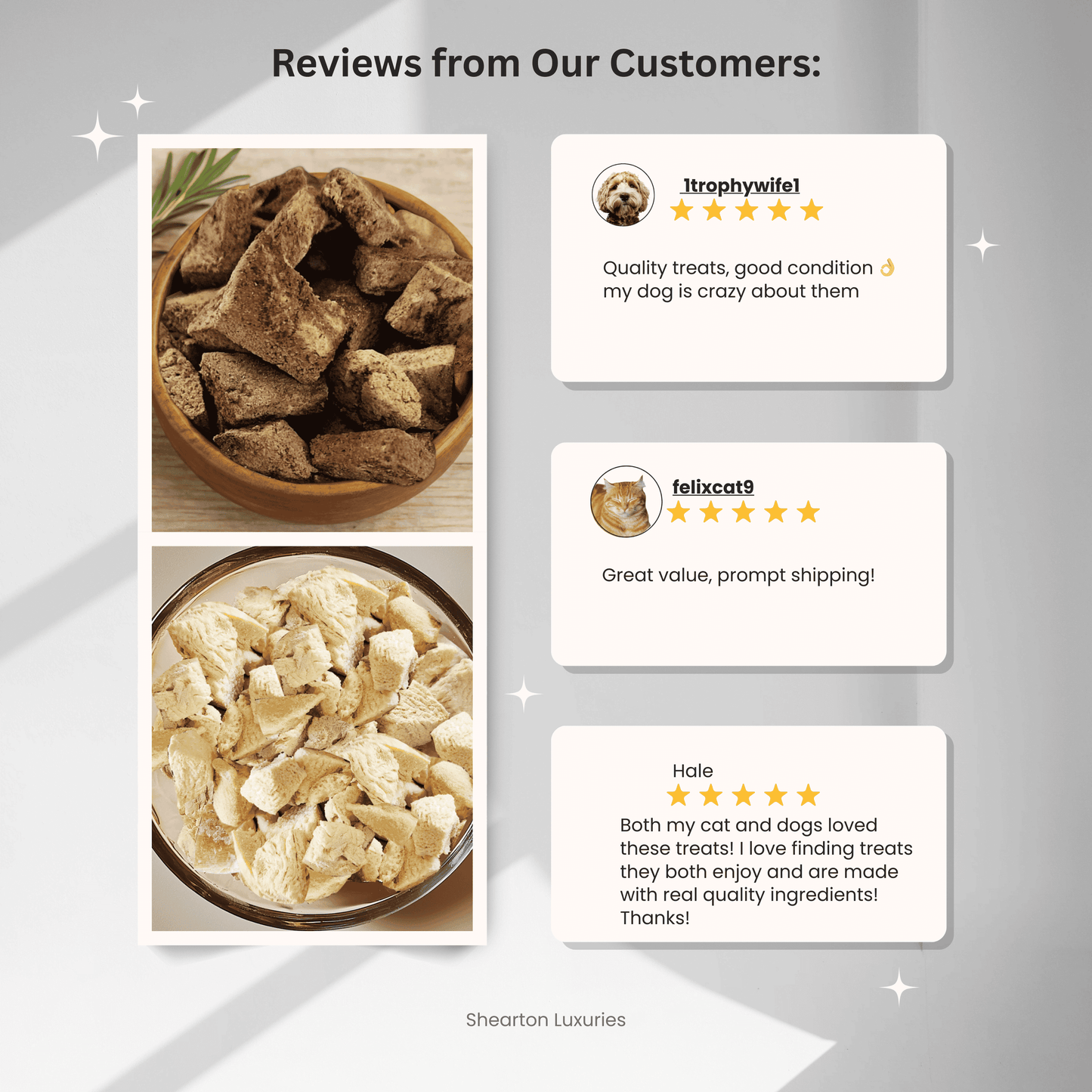 Sheraton Luxuries Organic Freeze-Dried Chicken Treats for Dogs & Cats | Small Batch, Made Fresh