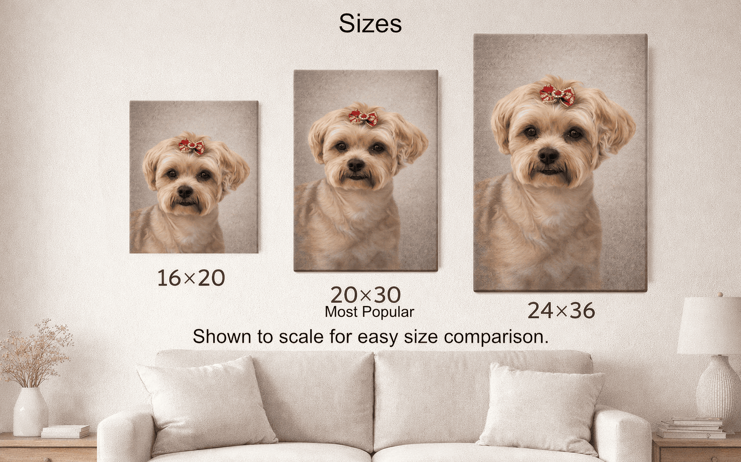 Custom Pet Portrait Canvas from Photo – Personalized Dog or Cat Portrait, Multi-Pet Option, Gallery Style Wall Art & Memorial Gift