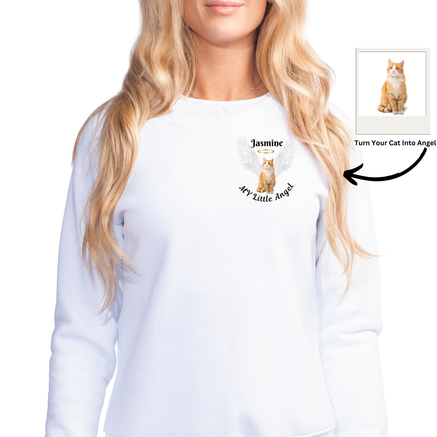Custom Cat Mom Sweatshirt, Personalize Cat Angel Sweater, Gift For Cat Lovers, Cat Sweater For Cat People