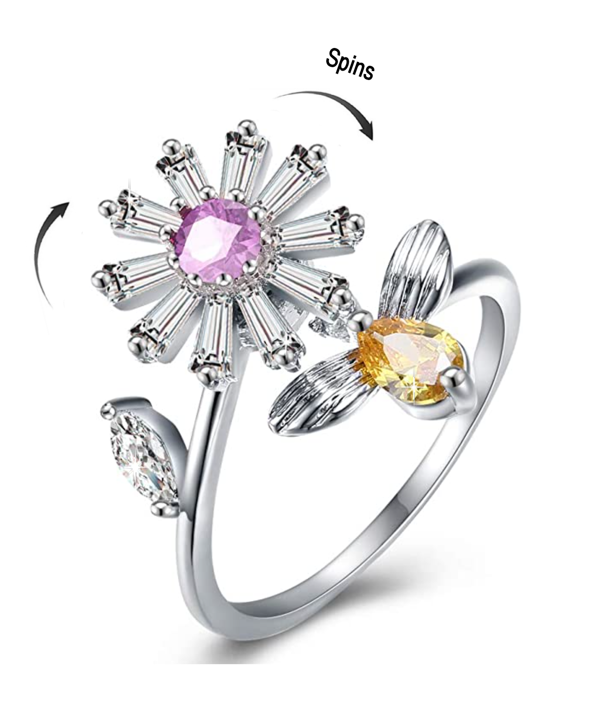 Floral Sterling Silver Spinner Ring | Rebecca Cordingley Jewellery