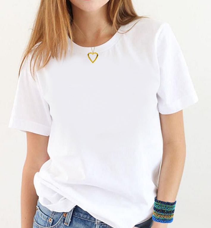 White T-shirt Tag-less Plain Short Sleeve  Crew Neck Women Cotton Comfortable to wear With Harem Pants