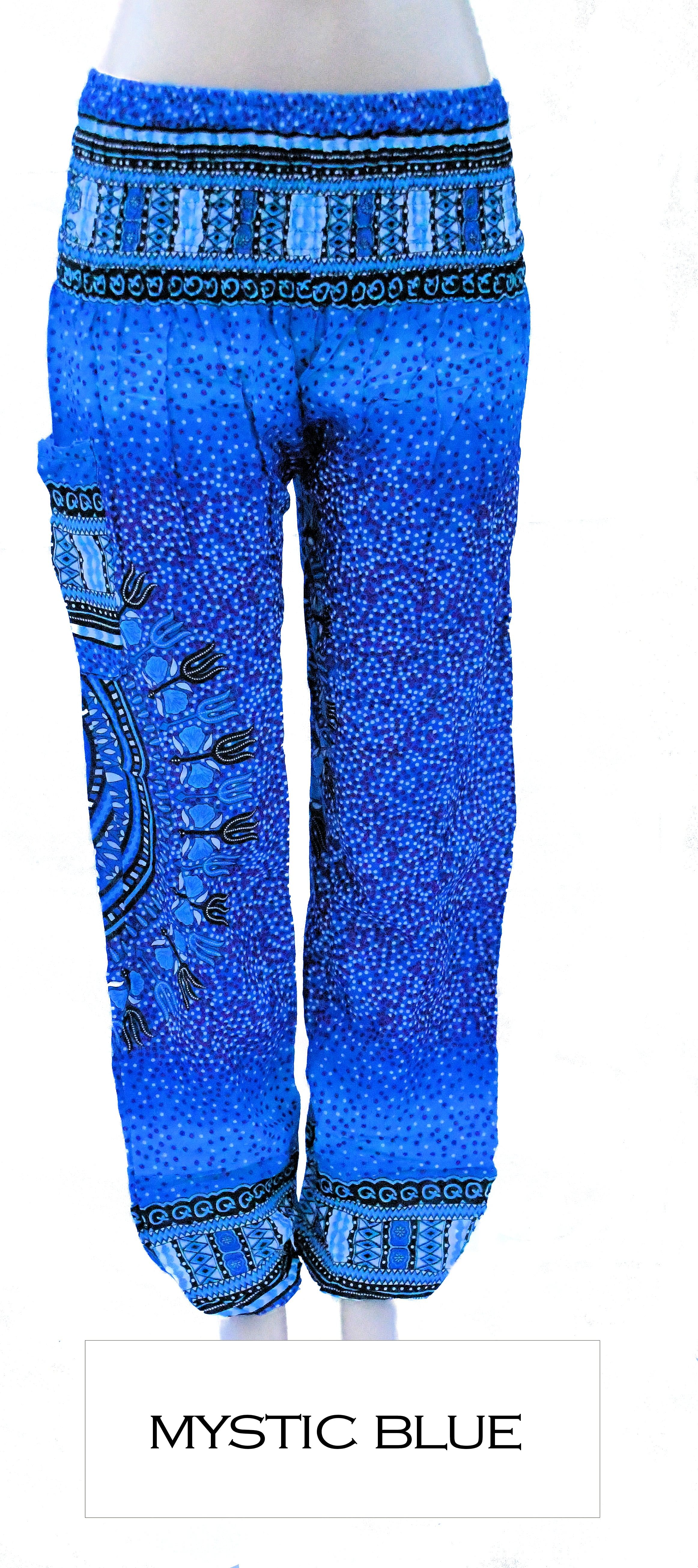 Clovers Thai Hill Tribe Fabric Women's Harem Pants with Ankle Straps in  Blue | Harem pants, Harem pants women, Women
